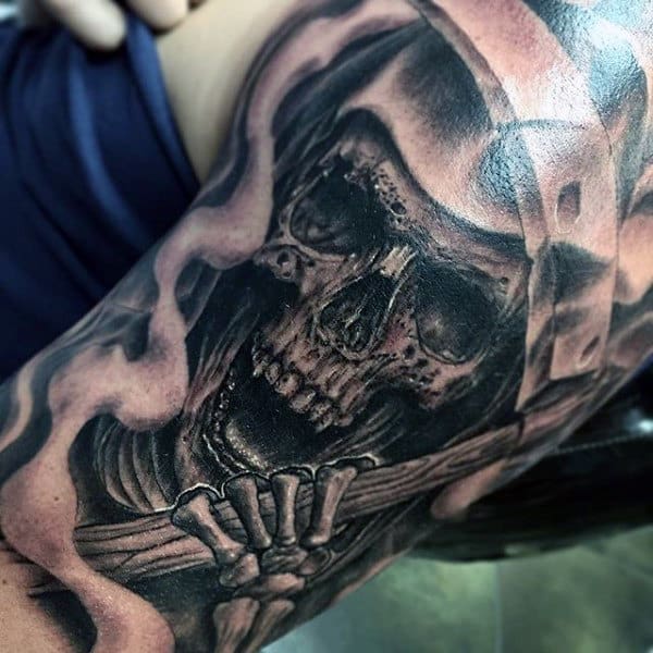 Realistic Grim Reaper Tattoo Sleeves On Men