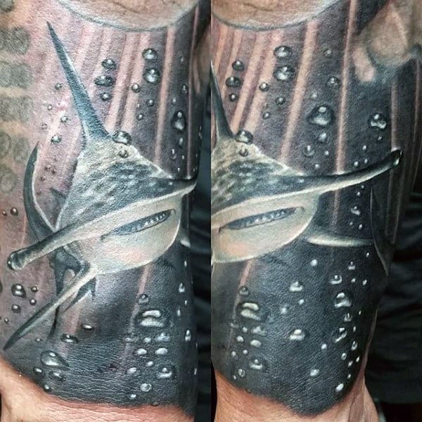 Realistic Hammerhead Shark Mens Sleeve Tattoo