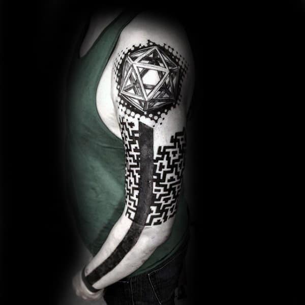 Realistic Hexagon Tattoo Male Full Sleeves