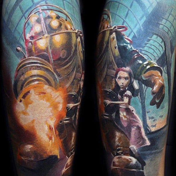 Realistic Male Bioshock Sleeve Tattoo Design Ideas