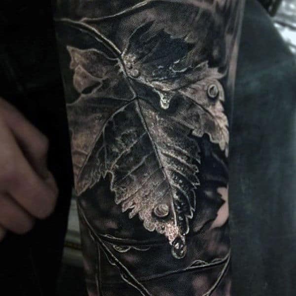Realistic Male Leaf Vine Tattoo