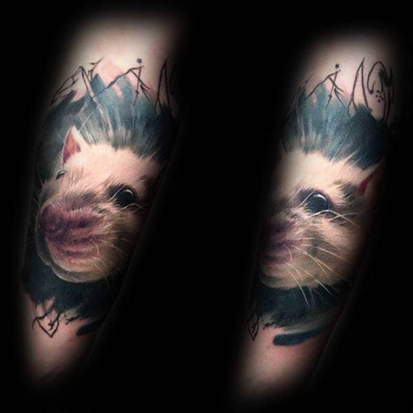 Realistic Mens 3d Rat Tattoo Deisgn On Forearms