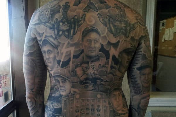 Realistic Men's Baseball Tattoo On Back