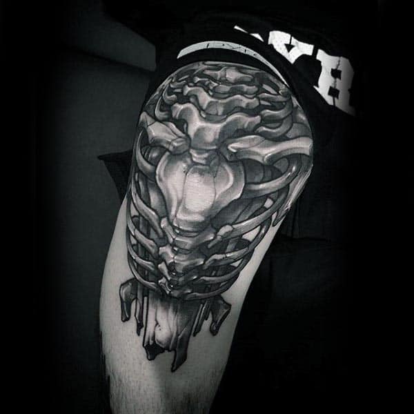 Realistic Mens Bone Knee Tattoo Design