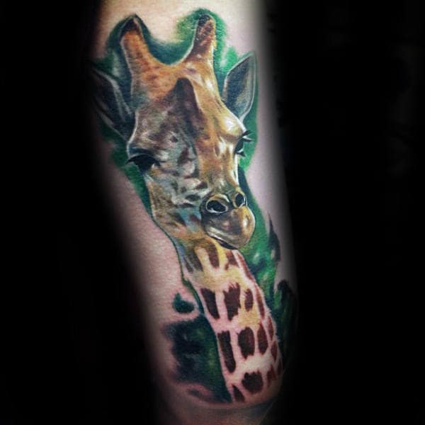 Realistic Mens Giraffe Arm Tattoo Inspiration