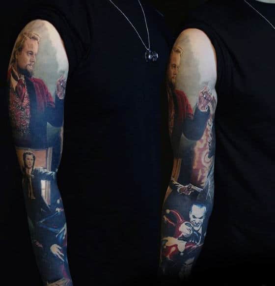 Realistic Mens Pulp Fiction 3d Full Arm Sleeve Tattoo