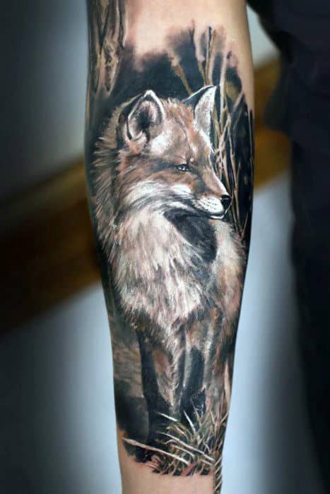 Realistic Mens Sleeve Tattoo Fox