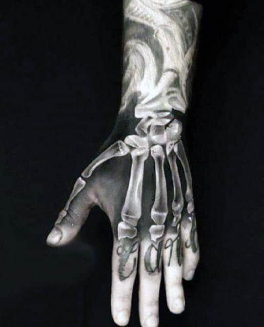 Realistic Mens Xray Bone Hand Tattoo