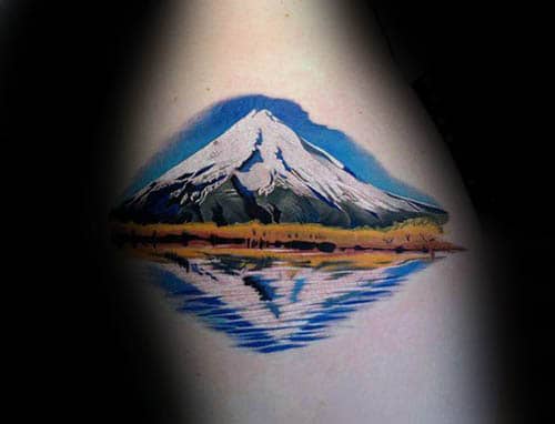 Realistic Mountain With Snow Male Landscape Tattoos