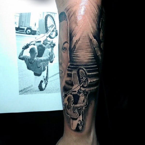Realistic Mx Motocross Guys Forearm Tattoo