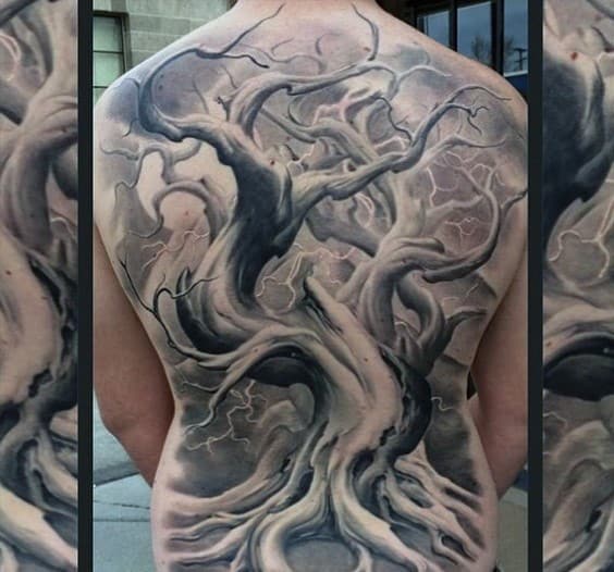 Person with a detailed tree tattoo covering their entire back