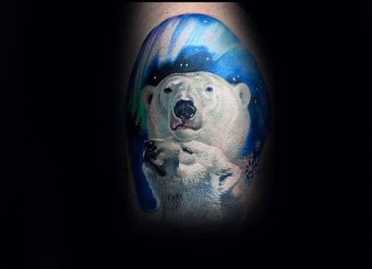Realistic Polar Bears Mens Arm Tattoo