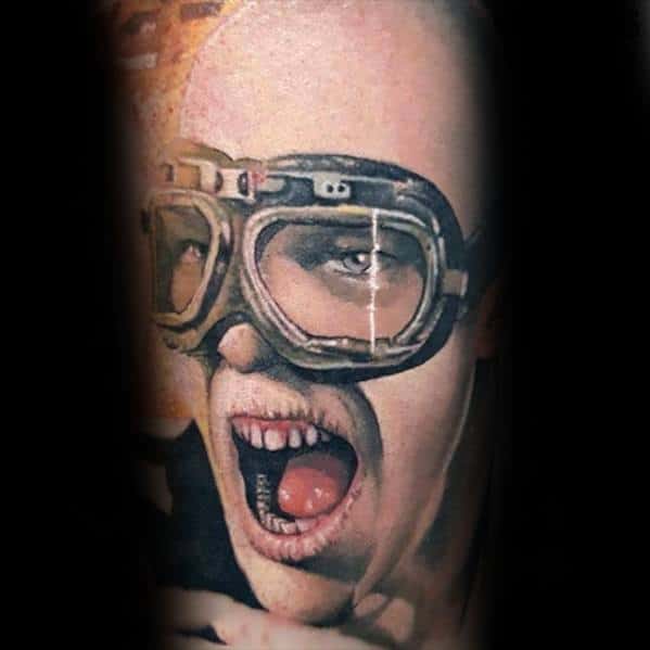 Realistic Portrait Mad Max Movie Arm Male Tattoo Ideas