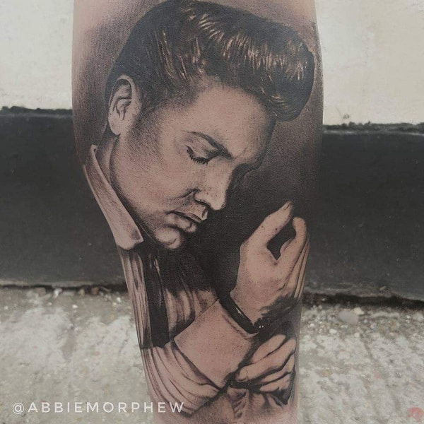 Realistic Portrait Of Elvis Presley Tattoos Male