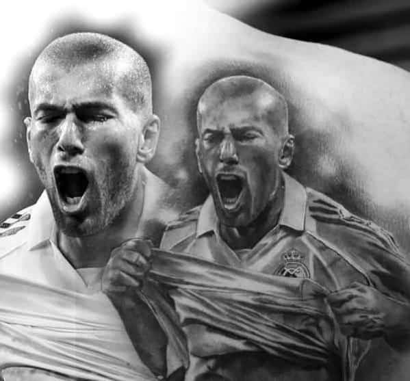 Realistic Portrait Of Soccer Player Male Cool Real Madrid Tattoo Ideas On Back