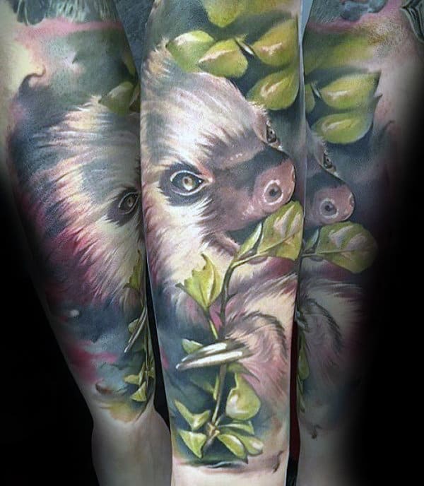 Realistic Sloth Forearm Sleeve Tattoos For Men