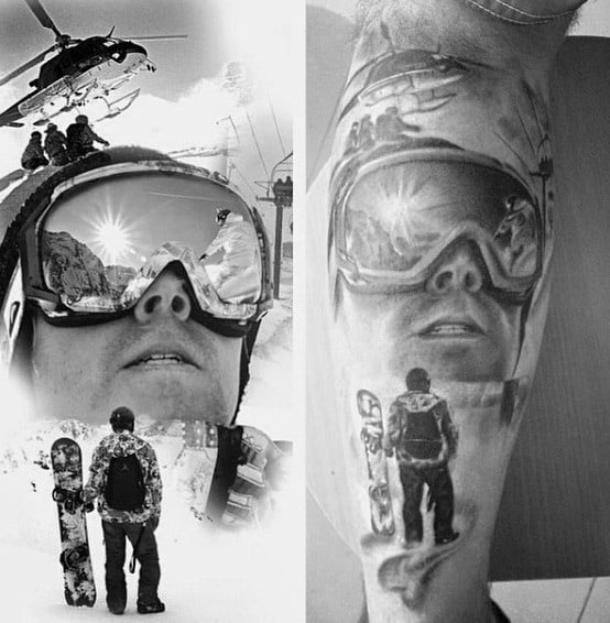Realistic Snowboard Tattoo Male Arms