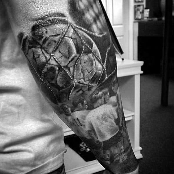 Realistic Soccer Themed Forearm Sleeve On Male