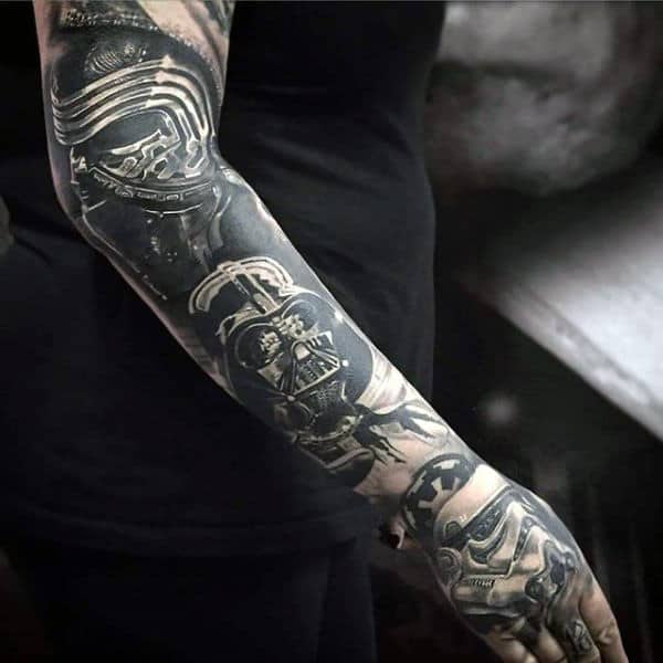 Realistic Stormtrooper Star Wars Themed Full Tattoo Sleeve On Male