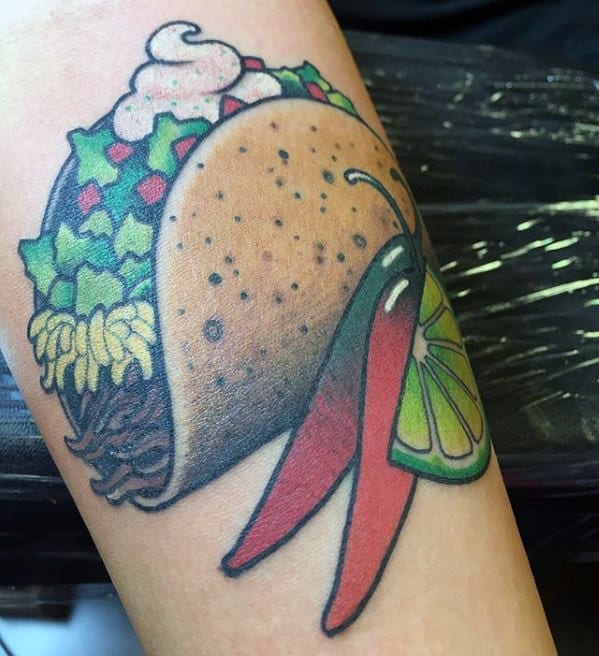 Realistic Taco Guys Inner Forearm Tattoo Designs