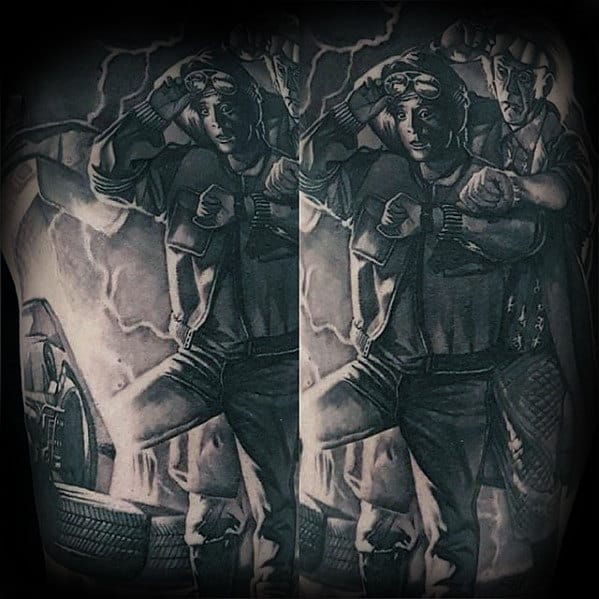 Realistic Teen Marty Mcfly And Doc Brown Mens Back To The Future Tattoos