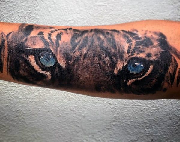 Realistic Tiger Tattoos For Men Of Blue Eyes