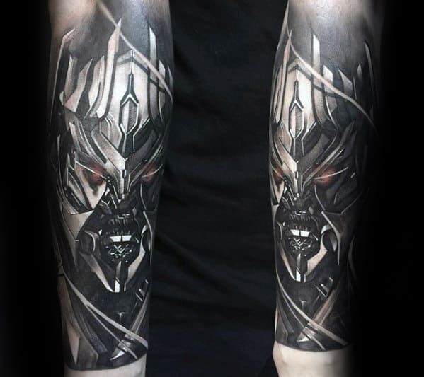 Realistic Transformers Megatron Guys Forearm Sleeve Tattoo