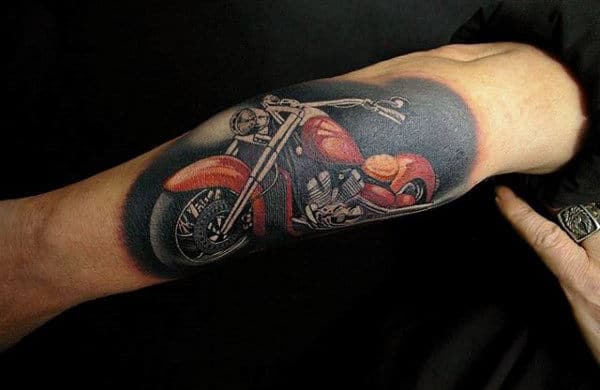 Realistic Vintage Bike Guys Biker Arm Tattoo Designs