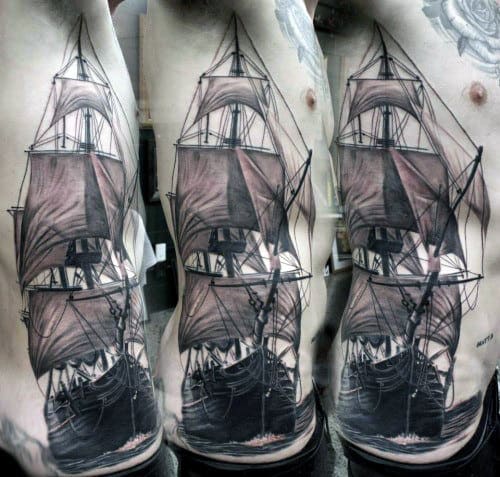 Realistic Vintage Ship Tattoo
