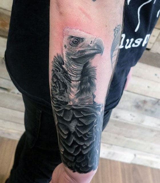 Realistic Vulture Head Mens Outer Forearm Tattoo