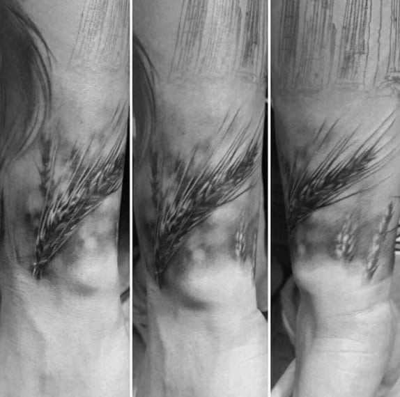 Realistic Wheat Mens Wrist Tattoo Designs