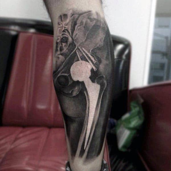 Realistic X Ray Mens Leg Sleeve Bone Tattoos
