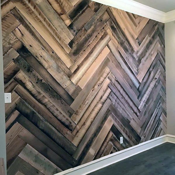 Reclaimed Chevron Accent Wood Wall Ideas