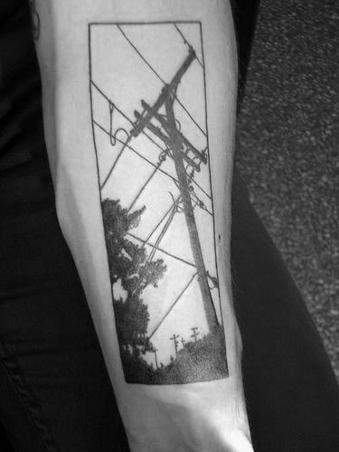 Rectangle Lineman Themed Mens Inner Forearm Tattoo