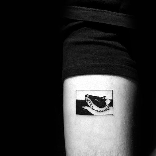 Rectangle Mens Negative Space Small Inenr Forearm Rat Tattoo Design Ideas