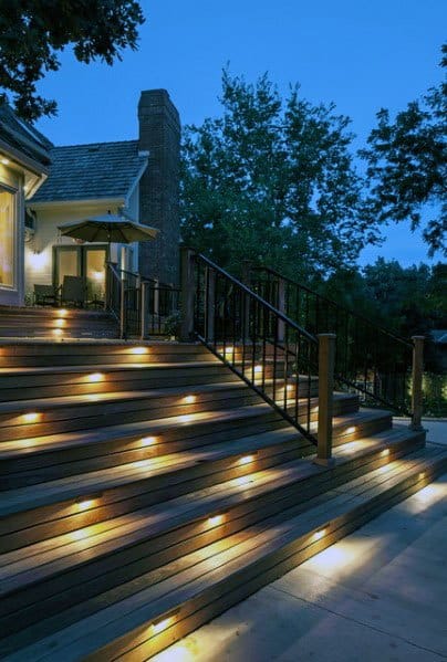 Rectangle Stairs Deck Lighting Ideas
