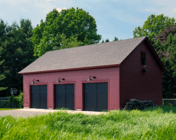 Red 3 Car Detached Garage Ideas