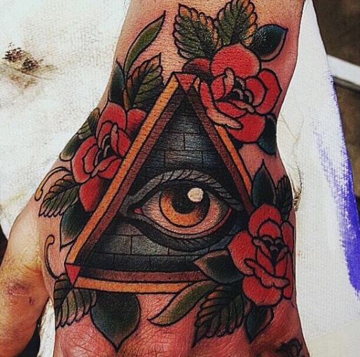 Red And Black Illuminati Design Male Hands