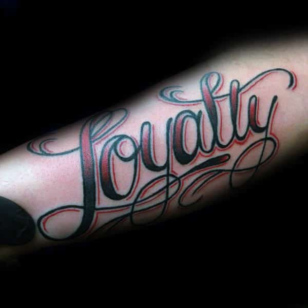 Red And Black Ink Loyalty Tattoos For Men