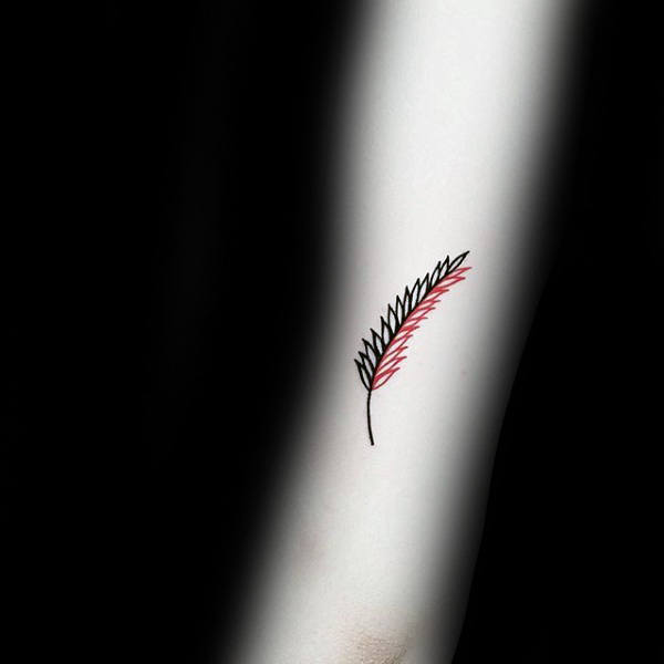 Red And Black Ink Small Simple Wheat Tattoos For Men