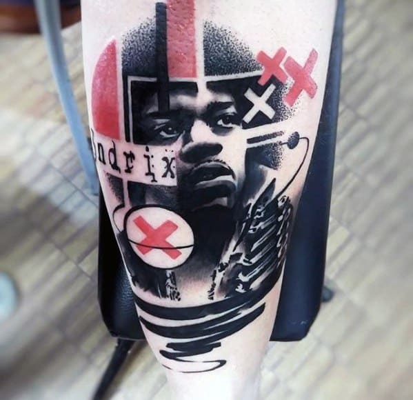 Red And Black Mens Jimi Hendrix Tattoo Ideas