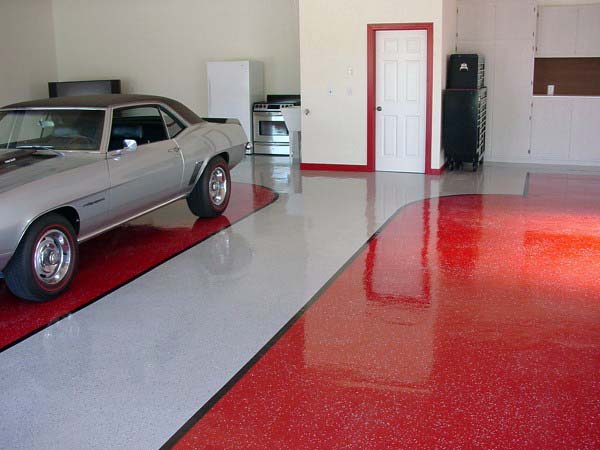 Red And Grey Epoxy Garage Flooring Ideas