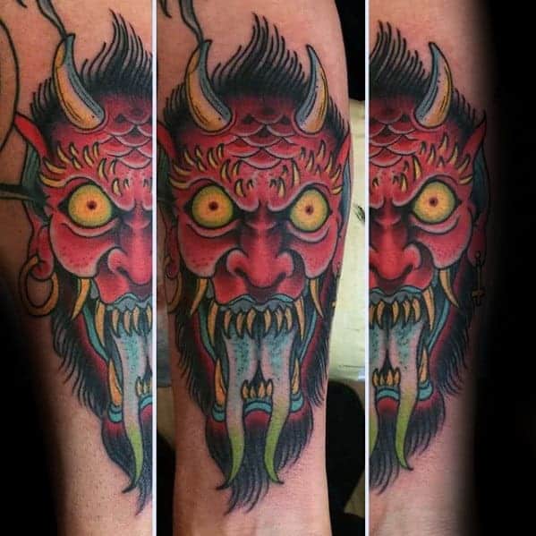red-angry-traditional-devil-mens-inner-forearm-tattoo