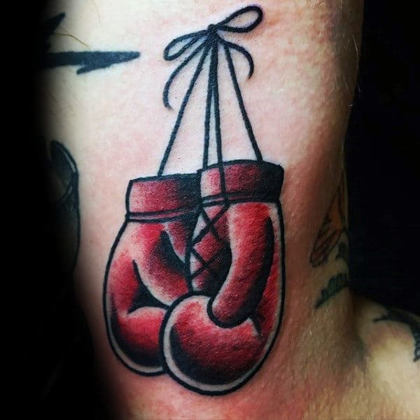 Red Boxing Gloves Mens Old School Tattoo Ideas