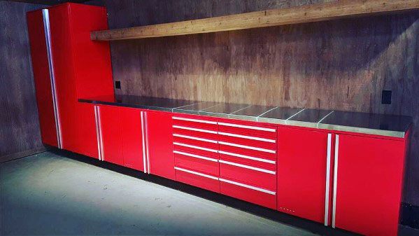 Red Home Interior Garage Cabinet