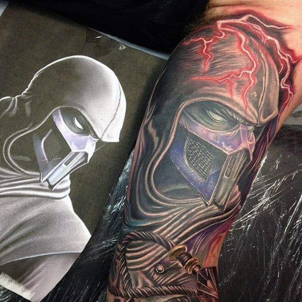 Red Lightning Mens Mortal Kombat Tattoo On Arm