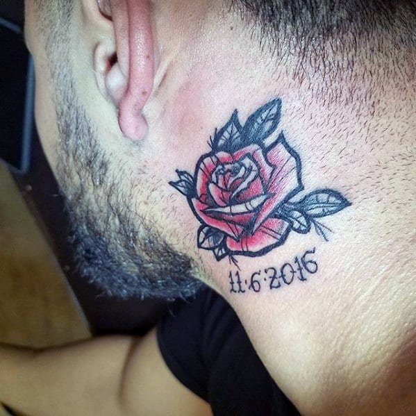 red-rose-flower-memorial-guys-side-of-neck-small-tattoos