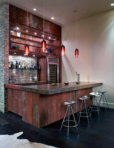 Red Rustic Bar Ideas