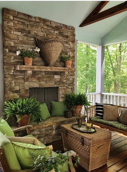 screened porch with railing