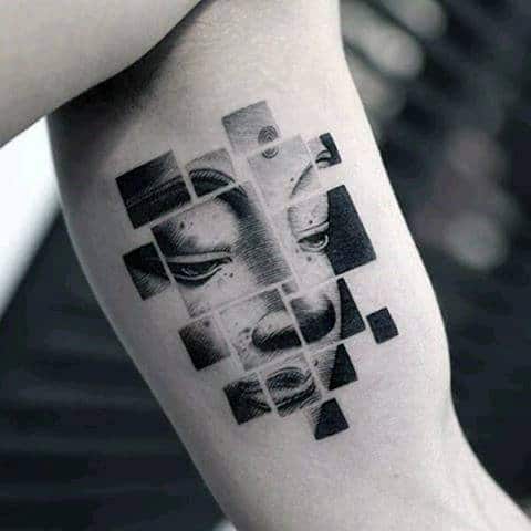 Religious Artistic Mens Cube Inner Arm Bicep Tattoos